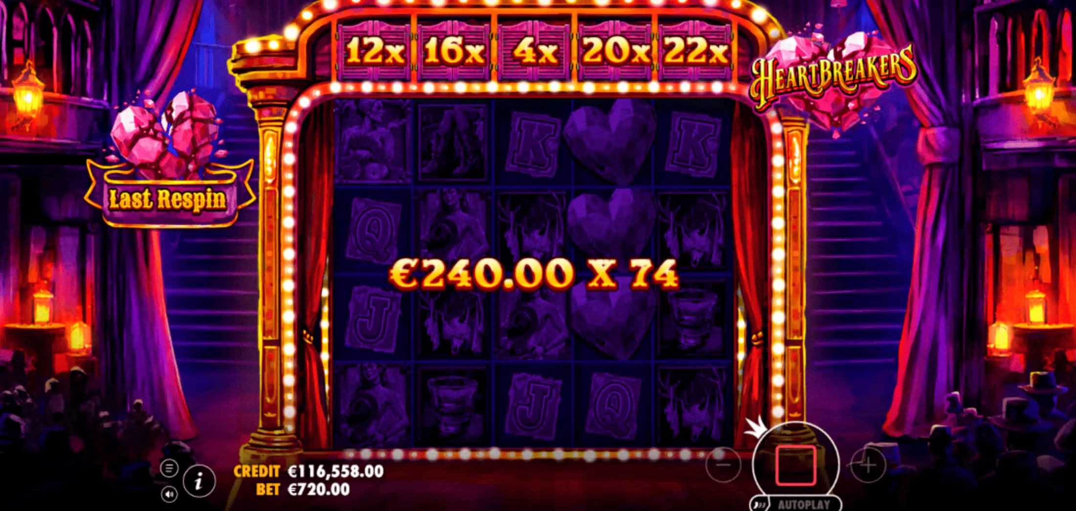 Heartbreakers - menu di acquisto del bonus Standard Respin e Super Respin